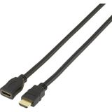SpeaKa Professional SP-7870536 HDMI-kabel HDMI Verlengkabel HDMI-A-stekker, HDMI-A-bus 5.00 m Zwart Audio Return Channel (ARC), Vergulde steekcontacten