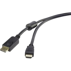 Renkforce DisplayPort / HDMI Adapterkabel DisplayPort stekker, HDMI-A stekker 3.00 m Zwart RF-3301446 Met Ferrietkern, Vergulde steekcontacten DisplayPort-kabel