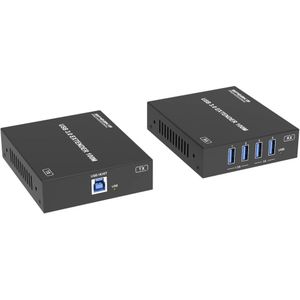 SpeaKa Professional SP-USBE-800 USB 3.0 verlenging RJ45 + Hub 1 + 4 poorten Extender over netwerkkabel, Via PC bedienbaar Zwart