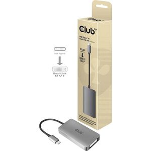club3D CAC-1510 USB-C / DVI Adapter [1x USB-C stekker - 1x DVI-bus 24+5-polig] Aluminium