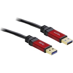 Delock USB-kabel USB 3.2 Gen1 (USB 3.0 / USB 3.1 Gen1) USB-A stekker, USB-A stekker 2.00 m Rood, Zwart Vergulde steekcontacten, UL gecertificeerd 82745