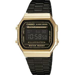 Casio A168WEGB-1BEF Horloge Kwarts (l x b x h) 38.6 x 36.3 x 9.6 mm Goud Materiaal (behuizing): Hars Materiaal (armband): RVS