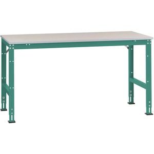 Manuflex AU4024.0001 Werk achtergrond tafel universele standaard met staalbeslag schijf, bxdxh = 1250 x 600 x 760-870 mm Grijs, Groen