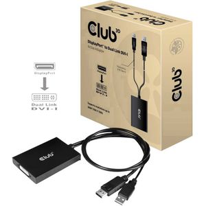 club3D CAC-1010 DisplayPort Adapter [1x DisplayPort stekker, USB-A 2.0 stekker - 1x DVI-bus 24+5-polig] Zwart 0.60 m