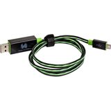 RealPower USB-kabel USB 2.0 USB-A stekker, USB-micro-B stekker 0.75 m Groen Met LED 187656