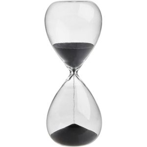 TFA Dostmann Analoge Zandloper - 15 Minuten - Decoratief Design Object - Gemaakt van Glas - Antraciet Zand - 19cm - Perfect als Cadeau
