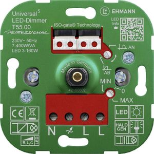 Ehmann 5500x0000 Universele dimmer Geschikt voor lampen: LED-lamp, Halogeenlamp, Gloeilamp, Filament-LEDs, LED-driver