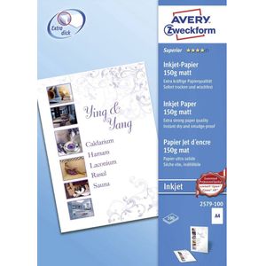 Avery-Zweckform Superior Inkjet Paper 2579-100 Inkjet printpapier DIN A4 150 g/m² 100 vellen Wit