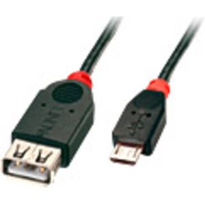 LINDY USB-kabel USB 2.0 USB-micro-B stekker, USB-A bus 1.00 m Zwart Met OTG-functie 31936