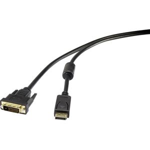Renkforce DisplayPort / DVI Adapterkabel DisplayPort stekker, DVI-D 24+1-polige stekker 1.00 m Zwart RF-3301142 Schroefbaar, Vergulde steekcontacten, Met