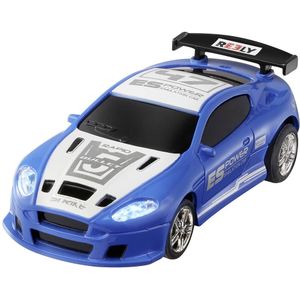 Reely 1:64 RC auto Elektro Straatmodel Mini Racer Blauw-wit Brushed Achterwielaandrijving RTR 2,4 GHz Incl. accu en lader, Met lichteffect