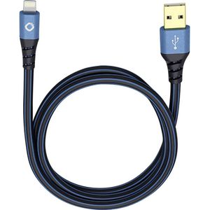 Oehlbach Apple iPad/iPhone/iPod Aansluitkabel [1x USB-A 2.0 stekker - 1x Apple dock-stekker Lightning] 3.00 m Blauw, Zwart