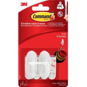 3M Command-Small Designer-haak (l x b x h) 54 x 25 x 22 mm Wit Inhoud: 2 stuk(s)