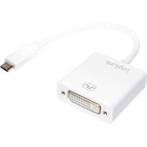 LogiLink UA0245A USB / DVI Adapter [1x USB 3.2 Gen 2 stekker C (USB 3.1) - 1x DVI-bus 24+5-polig] Wit 14.00 cm