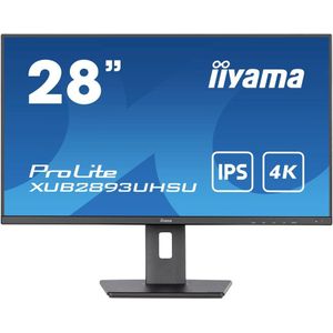 Iiyama PROLITE XUB2893UHSU-B5 LED-monitor Energielabel F (A - G) 71.1 cm (28 inch) 3840 x 2160 Pixel 16:9 3 ms HDMI, DisplayPort, USB, Hoofdtelefoon (3.5 mm
