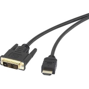 Renkforce RF-4212219 DVI-kabel DVI / HDMI Adapterkabel DVI-D 18+1-polige stekker, HDMI-A-stekker 5.00 m Zwart Vergulde steekcontacten, Schroefbaar