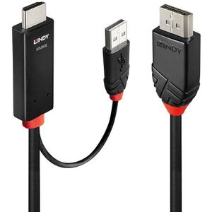 LINDY 41498 DisplayPort-kabel HDMI / DisplayPort Adapterkabel HDMI-A-stekker, DisplayPort-stekker 1 m Zwart