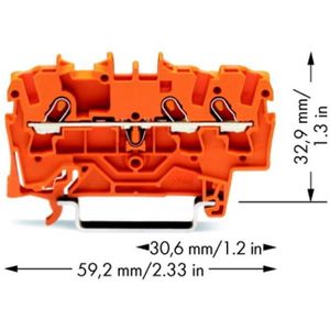 WAGO 2001-1302 Doorgangsklem 4.20 mm Spanveer Oranje 100 stuk(s)