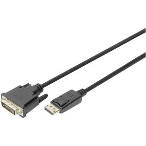 Digitus DB-340301-030-S DisplayPort-kabel DVI / DisplayPort Aansluitkabel DisplayPort-stekker 3.00 m Zwart Afgeschermd (dubbel), Standaard HDMI, Geschikt voor
