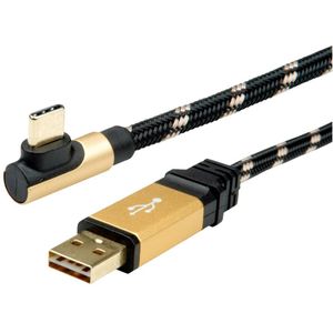 ROLINE GOLD USB 2.0 Kabel, USB A Male reversible - USB C 90° Male, 3 m