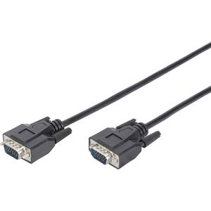 Digitus DB-310100-018-S VGA-kabel VGA Aansluitkabel VGA-stekker 15-polig, VGA-stekker 15-polig 1.80 m Zwart Rond, Afgeschermd (dubbel)