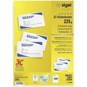 Sigel LP798 Bedrukbare visitekaarten, gladde kant 85 x 55 mm Helderwit 100 stuk(s) Papierformaat: DIN A4