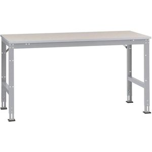Manuflex AU4134.9006 Werk achtergrond tafel universele standaard met staalbeslag schijf, bxdxh = 2000 x 1200 x 760-870 mm Aluminium-zilver