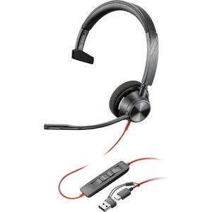 HP Poly Blackwire C3310 On Ear headset Computer Kabel Mono Zwart Ruisonderdrukking (microfoon), Noise Cancelling Headset, Volumeregeling, Microfoon