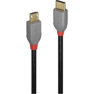 LINDY USB-kabel USB 2.0 USB-C stekker, USB-micro-B stekker 1.00 m Zwart, Grijs 36891