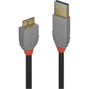 LINDY USB-kabel USB 3.2 Gen1 (USB 3.0 / USB 3.1 Gen1) USB-A stekker, USB-micro-B 3.0 stekker 2.00 m Zwart 36767