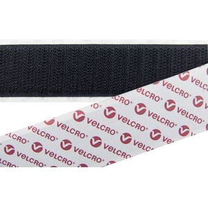 VELCRO® E08802033013025 Klittenband strips Om vast te plakken Haakdeel (l x b) 25000 mm x 20 mm Zwart 25 m