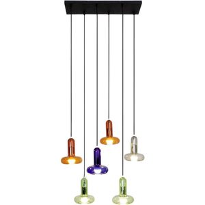 ECO-Light PERSEUS 9470 S-6 COL Hanglamp E14 Bont, Groen, Smoke, Blauw, Amber