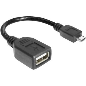 Delock USB-kabel USB 2.0 USB-micro-B stekker, USB-A bus 0.15 m Zwart Met OTG-functie 83293