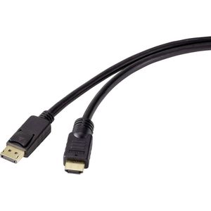 Renkforce DisplayPort / HDMI Adapterkabel DisplayPort stekker, HDMI-A stekker 20.00 m Zwart RF-4596876 Vergulde steekcontacten DisplayPort-kabel