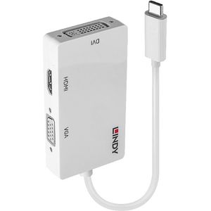 LINDY USB-C, VGA Converter [1x USB-C stekker - 1x DVI-bus 24+5-polig, HDMI-bus, VGA-bus] Converter