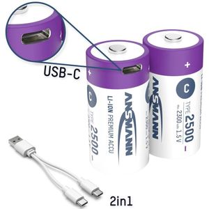 Oplaadbare C Batterij (baby) Ansmann LR15 USB-C Li-ion 1.5 V 2500 MAh 2 Stuk(s)