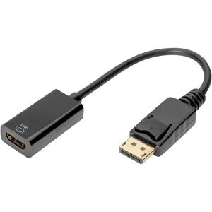 Digitus DB-340415-002-S DisplayPort-kabel DisplayPort / HDMI Aansluitkabel DisplayPort-stekker, HDMI-A-bus 0.20 m Zwart Afgeschermd (dubbel), Standaard HDMI,