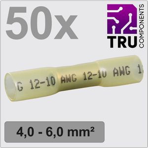 TRU COMPONENTS TC-12888412 Stootverbinder Met krimpkous 4 mm² 6 mm² Volledig geïsoleerd Geel 50 stuk(s)