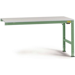 Manuflex LU6136.6011 ESD ESD-werktafel universele standaard aanschuiftafel met kunststof plaat, bxdxh = 2000 x 1200 x 766-876 mm Reseda groen (RAL 9010)