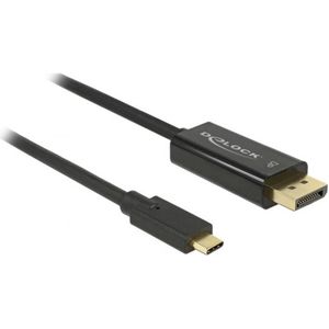 Delock 85256 USB-C-displaykabel USB-C / DisplayPort Adapterkabel USB-C stekker, DisplayPort-stekker 2.00 m Zwart Vergulde steekcontacten