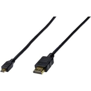 Digitus AK-330109-020-S HDMI-kabel HDMI Aansluitkabel HDMI-A-stekker, HDMI-micro-D-stekker 2.00 m Zwart Vergulde steekcontacten