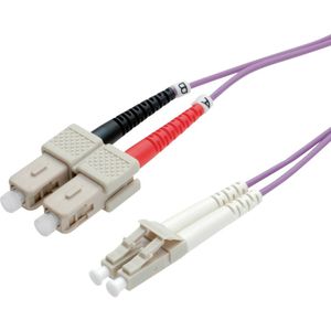 VALUE F.O. kabel 50/125µm OM4, LC/SC, violet, 0,5 m