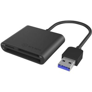 ICY BOX IB-CR301-U3 Externer Multi Card Reader (CF, SD, Micro SD) mit USB 3.0 Hostanschl Externe geheugenkaartlezer / hub USB 3.0 Zwart