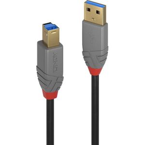 LINDY USB-kabel USB 3.2 Gen1 (USB 3.0 / USB 3.1 Gen1) USB-A stekker, USB-B stekker 2.00 m Zwart 36742