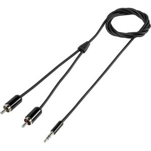 SpeaKa Professional SP-2518840 Cinch / Jackplug Audio Aansluitkabel [2x Cinch-stekker - 1x Jackplug male 3,5 mm] 10.00 m Zwart SuperSoft-mantel