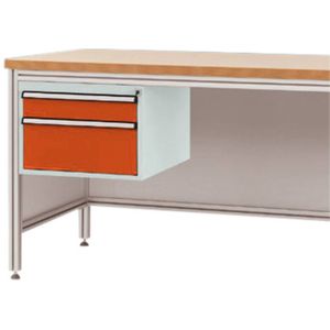 Manuflex ZB4572.2001 Behuizing onderbouw voor alu-werkbanken, gebruiksh. 300 mm met 2 lades, voor tafel diepte 800 mm