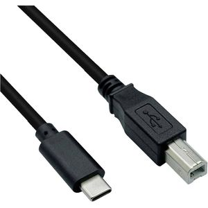Roline USB-kabel USB 2.0 USB-C stekker, USB-B stekker 1.80 m Zwart Afgeschermd 11028336