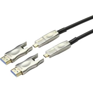 SpeaKa Professional SP-9538580 HDMI-kabel HDMI Adapterkabel HDMI-A-stekker, HDMI-micro-D-stekker, HDMI-A-stekker, HDMI-micro-D-stekker 20.00 m Zwart PVC-mantel