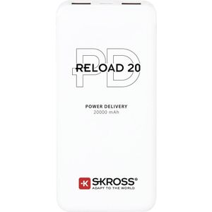 Skross Reload 20 PD Powerbank 20000 mAh Li-ion Wit Statusweergave