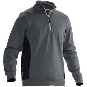 Jobman J5401 Sweatshirt met kraag 1/2 zip Maat: XL Donkergrijs, Zwart